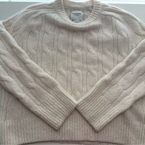 Beige/Cream Abercrombie Cableknit Sweater